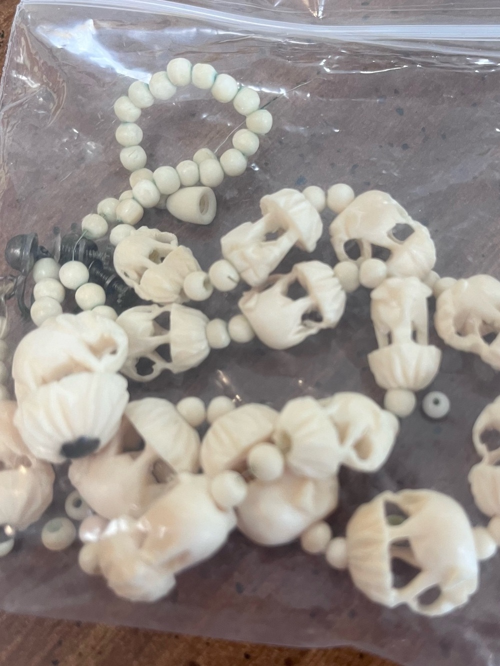 Elephant Beaded Screw Back Earrings & Necklace AS IS vintage(?)